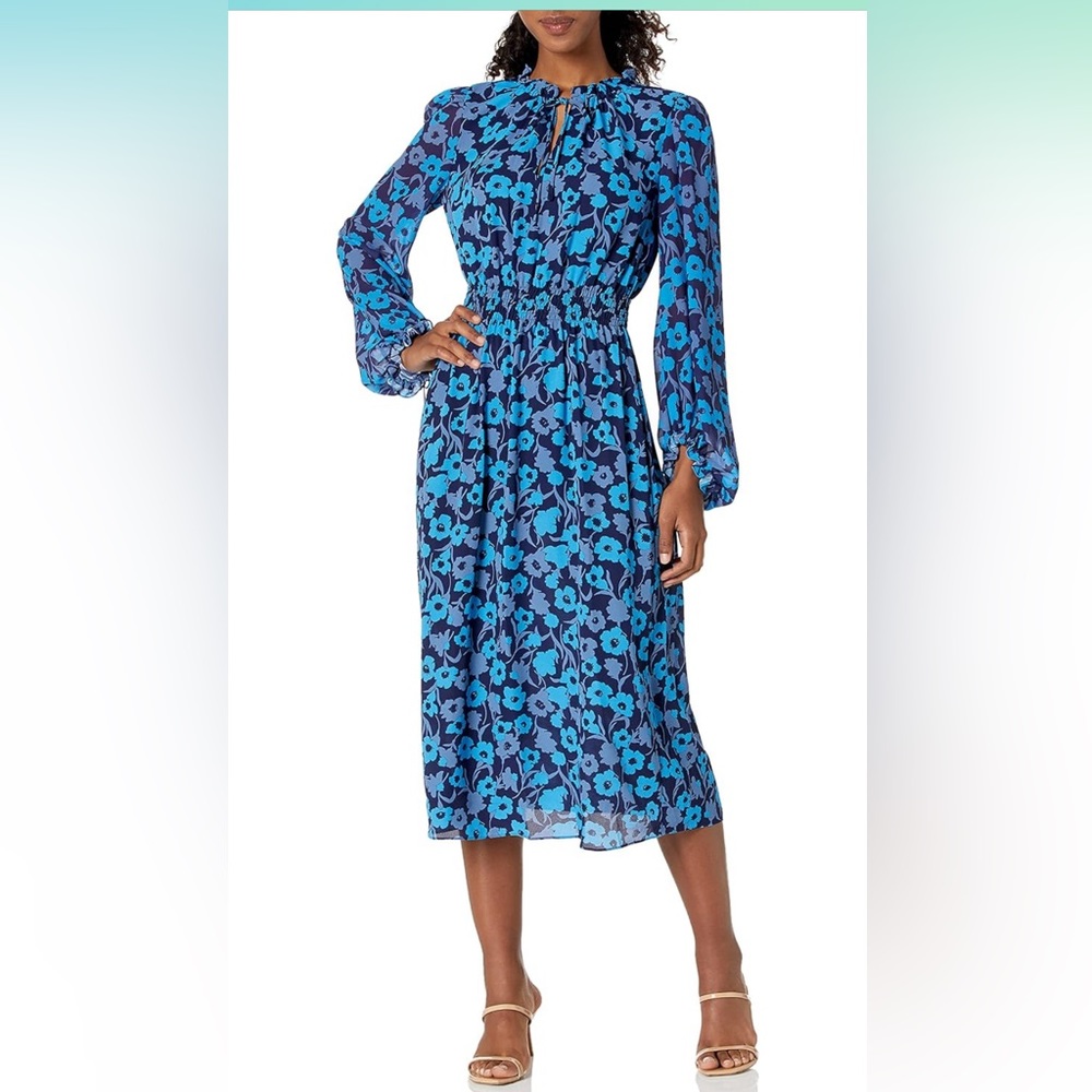Anne Klein Women's Smocked Waist and Neck Dress - size L
